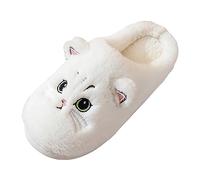 Cute Cartoon Cat Slippers for Women - Warm and Cozy Home Footwear for Fall and Winter Season (White, 41)