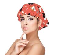 Cute Cartoon Cats Print Satin Silk Bonnet for Sleeping Women, Adjustable Double Layer Satin Hair Bonnet Night Sleep Cap for Curly Hair