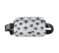 Cute Cartoon Character and Christmas Elements Pink Men Women Fashionable Crossbody Bag Waist Packs for Travel Gym Work, Black and White Evil Eyes, One Size