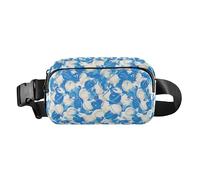 Cute Cartoon Character and Christmas Elements Pink Men Women Fashionable Crossbody Bag Waist Packs for Travel Gym Work, Baseball Blue Stripe, One Size