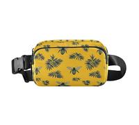 Cute Cartoon Character and Christmas Elements Pink Men Women Fashionable Crossbody Bag Waist Packs for Travel Gym Work, Bees on Yellow, One Size