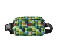 Cute Cartoon Character and Christmas Elements Pink Men Women Fashionable Crossbody Bag Waist Packs for Travel Gym Work, Buffalo Plaid Green, One Size