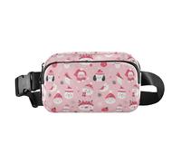 Cute Cartoon Character and Christmas Elements Pink Women Men Cute Fanny Pack Waist Bag for Workout Running Hiking, Cute Cartoon Character and Christmas Elements Pink, One Size