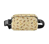 Cute Cartoon Character and Christmas Elements Pink Women Men Cute Fanny Pack Waist Bag for Workout Running Hiking, Bees on Yellow, One Size