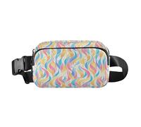 Cute Cartoon Character and Christmas Elements Pink Women Men Cute Fanny Pack Waist Bag for Workout Running Hiking, Colorful Stripes, One Size