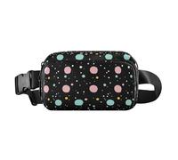 Cute Cartoon Character and Christmas Elements Pink Women Men Cute Fanny Pack Waist Bag for Workout Running Hiking, Crayon Polka Dots Black Pattern, One Size