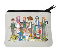 Cute Cartoon Characters with Pets Neoprene Coin Purse Pouch 10x11cm White