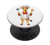 Cute Cartoon Chef Giraffe Cooking Kitchen PopSockets Adhesive PopGrip