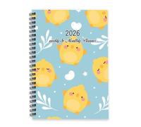 Cute Cartoon Chicks 2026 Diary A5 To Do List Notebook Personal Diary 2026 Ladies Planner Notebook for Project Week To View Monthly Year Planner with Dotted Line Note Page Slim
