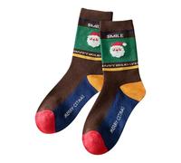 Cute Cartoon Christmas Socks Women's Winter Casual Calf Length Holiday Socks Cosy Christmas Gift Idea for Women, coffee, One Size