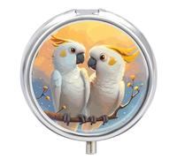 Cute Cartoon Cockatiel (8) Pill Box 3 Compartment Small Portable Medicine Case Pill Organizer for Pocket Purse