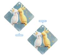 Cute Cartoon Cockatiel Car Air Freshener Decorative Hanging Aromatherapy Tablets for Car Trucks Rhombus