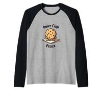 Cute Cartoon Cookie Meditating on Yoga mat with Happy Smile Raglan Baseball Tee