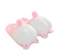 Cute Cartoon Corgi Butt Plush Slippers Warm Winter Shoes Cozy Fluffy Cotton Footwear Soft Indoor House Slipper with Paw Details for Home Bedroom Dorm Funny Novelty Comfort