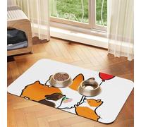 Cute Cartoon Corgi Christmas,Waterproof Pet Feeding Mat,PU Leather Placemats for Cat Dog Water Bowl,Food Mats,30x45cm