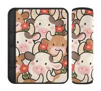Cute Cartoon Cow Flower 2 pcs seat Belt Covers Shoulder Pads Release Stress to Your Neck and Shoulders for Truck funda para cinturón de carro