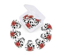 Cute cartoon cow Guitar picks 12-piece set, ABS material, comfortable feel, smooth edges, three thicknesses, suitable for guitar, ukulele, Multi-tone guitar pick