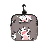 Cute Cartoon Cow Printed, Square Zipper Storage Bag, Neoprene Coin Purse, Small Wallets, Change Pouch, Change Purse