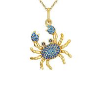 Cute Cartoon Crab Pendant Necklace For Women Fashion Animal Jewelry Adjustable Beach Themed Accessory Fbw829 (Blue, 3x3cm)