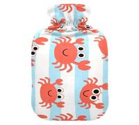 Cute Cartoon Crab Striped Cute hot Water Bottle with Soft Cover, 2L hot Compress Bag for Neck Shoulder Warmer, Neck Shoulder Warmer