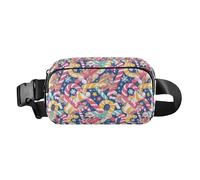 Cute Cartoon Crocodile Alligator Large Capacity Fanny Pack Waist Bag with Adjustable Strap for Shopping Sports Work, Candy Canes Snowflakes Cartoon, One Size