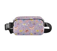 Cute Cartoon Crocodile Alligator Large Capacity Fanny Pack Waist Bag with Adjustable Strap for Shopping Sports Work, Colorful Butterflies Pattern, One Size