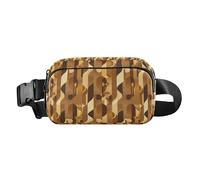 Cute Cartoon Crocodile Alligator Large Capacity Fanny Pack Waist Bag with Adjustable Strap for Shopping Sports Work, Brown Houndstooth Gold, One Size