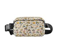 Cute Cartoon Crocodile Alligator Large Capacity Fanny Pack Waist Bag with Adjustable Strap for Shopping Sports Work, Construction Vehicles Dump Truck Grader, One Size
