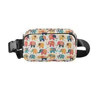 Cute Cartoon Crocodile Alligator Women Men Teenagers Fashion Fanny Pack Waist Bag for Travel Running Hiking, Colorful Elephant Cartoon, One Size