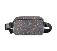 Cute Cartoon Crocodile Alligator Women Men Teenagers Fashion Fanny Pack Waist Bag for Travel Running Hiking, Colorful Wildflowers Pattern, One Size