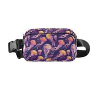 Cute Cartoon Crocodile Alligator Women Men Teenagers Fashion Fanny Pack Waist Bag for Travel Running Hiking, Colorful Jellyfish Oil Painting, One Size