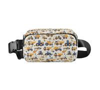 Cute Cartoon Crocodile Alligator Women Men Teenagers Fashion Fanny Pack Waist Bag for Travel Running Hiking, Construction Vehicles Dump Truck Grader, One Size