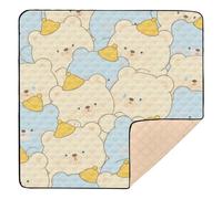 Cute Cartoon Cry Bear Large Sturdy Baby Play mat Activity Gym for Floor Cozy Breathable Foldable Tummy Time Mat for Baby Kids Toddlers Infants, 50'' x 50''