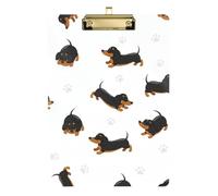 Cute Cartoon Dachshund Dog White Clipboard Portable Clipboard A4 Standard Size Clip Boards, 12.5 x 9 Inches Gold Clip