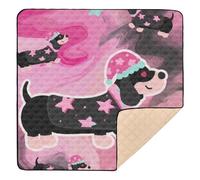 Cute Cartoon Dachshund in A Nightcap Soft Padded Baby Play Mat for Indoor Outdoor Water Resistant Baby Play Tummy Time Mat for Baby Toddler Infant, 50'' x 50''