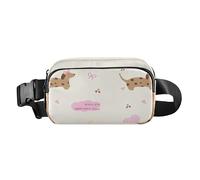 Cute Cartoon Dachshund with Bow Cute Fanny Pack Waist Bag for Men Women Multipurpose Cross Body Bag Belt Pack with Adjustable Strap for Travel Gym Work
