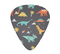 Cute Cartoon Dinosaur Palm Tree Plectrums Guitar Picks For Bass Electric Acoustic Guitars (12 Count)