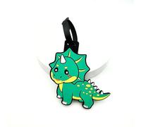 Cute Cartoon Dinosaur Silicone Luggage Tag Fun Triceratops Travel Bag Tag Personalized Labels for Cruise Airport (Triceratops)