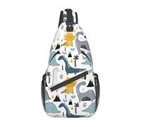 Cute Cartoon Dinosaur Sling Bag Crossbody Backpack Childish Seamless Pattern with Hand Drawn Dinosaurs in Scandinavian Style Travel Hiking Daypack Funny Abstract Chest Bag Shoulder Bag for Women Men