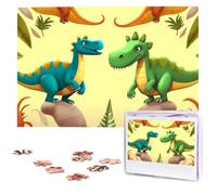 Cute Cartoon Dinosaurs Puzzles from Photos 1000 Pieces Personalized Wooden Puzzle Challenging Jigsaw Puzzles for Adults Custom Picture Puzzle Gifts for Family Wedding Friend
