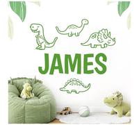 Cute Cartoon Dinosaurs, T-Rex, Apatosaurus, Jurassic Era - Personalised Decal Wall Sticker [Medium] [Grass]
