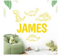 Cute Cartoon Dinosaurs, T-Rex, Apatosaurus, Jurassic Era - Personalised Decal Wall Sticker [Medium] [Medium Yellow]