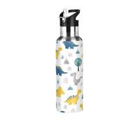 Cute Cartoon Dinosaurs White Insulated Water Bottle 32 Oz, BPA-Free Sport Water Bottle Insulated Leakproof Water Bottles