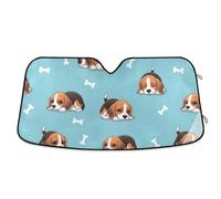 Cute Cartoon Dog Bones Car Windshield Sun Shade UV Reflector Auto Front Window Sun Shade Keep Vehicle Cool 53×23.5inch