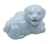 Cute Cartoon Dog Cabinet Handle, Dopamine Style Pottery and Porcelain Drawer Pull with Copper Fitting for Kitchen Bedroom niture, Colorful Decorative Knob, 55mm(Light Blue)