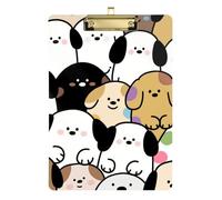 Cute Cartoon Dog Happy Acrylic Clip Board Organization Standard Letter A4 Size Acrylic Cute for Football Softball Coaching Gold 12x9in Tabla para escribir