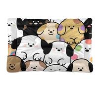 Cute Cartoon Dog Happy Washable Dog Beds Crate Pad Non-Slip Soft Comfortable Dogs Crate Pad for Large Jumbo Medium Small Dogs 36" x 24"