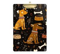 Cute Cartoon Dogs Playful Yellow Black Acrylic Tooth clipboard Standard Letter A4 Size Transparent for Police Office Nurse Football Coaches Gold 12x9in Tabla para escribir con Clip