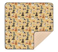 Cute Cartoon Dogs Playful Yellow Soft Padded Baby Activity Play Mat for Floor 1-Piecing Tummy Time Activity Mat for Babies Infants Toddlers, 50'' x 50''