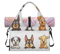 Cute Cartoon Dogs Sports Duffle Bag with Shoe Compartment Weekend Overnight Bags Tote Cabin Luggage Bag for Gym Yoga Travel